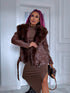 Choco jacket with brown fur "LUX FUR" FL47